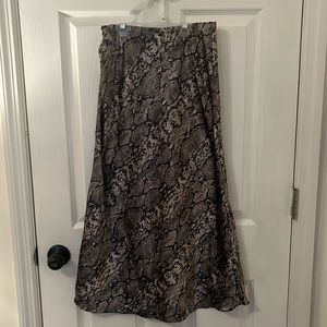 Snakeskin satin midi skirt